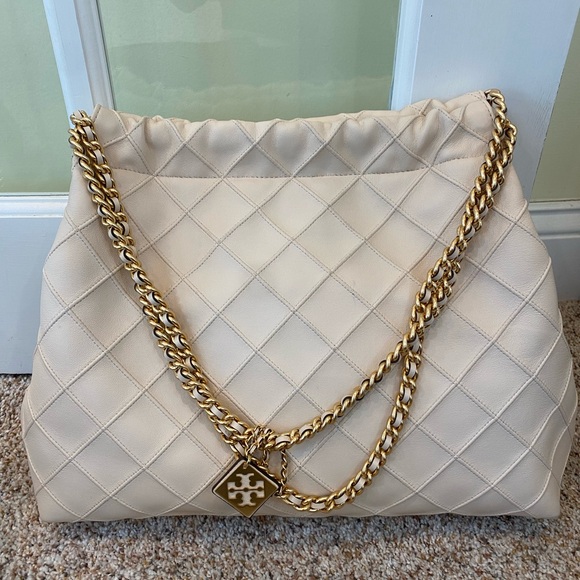 Tory Burch Cream Quilted Shoulder Bag - Picture 3 of 16
